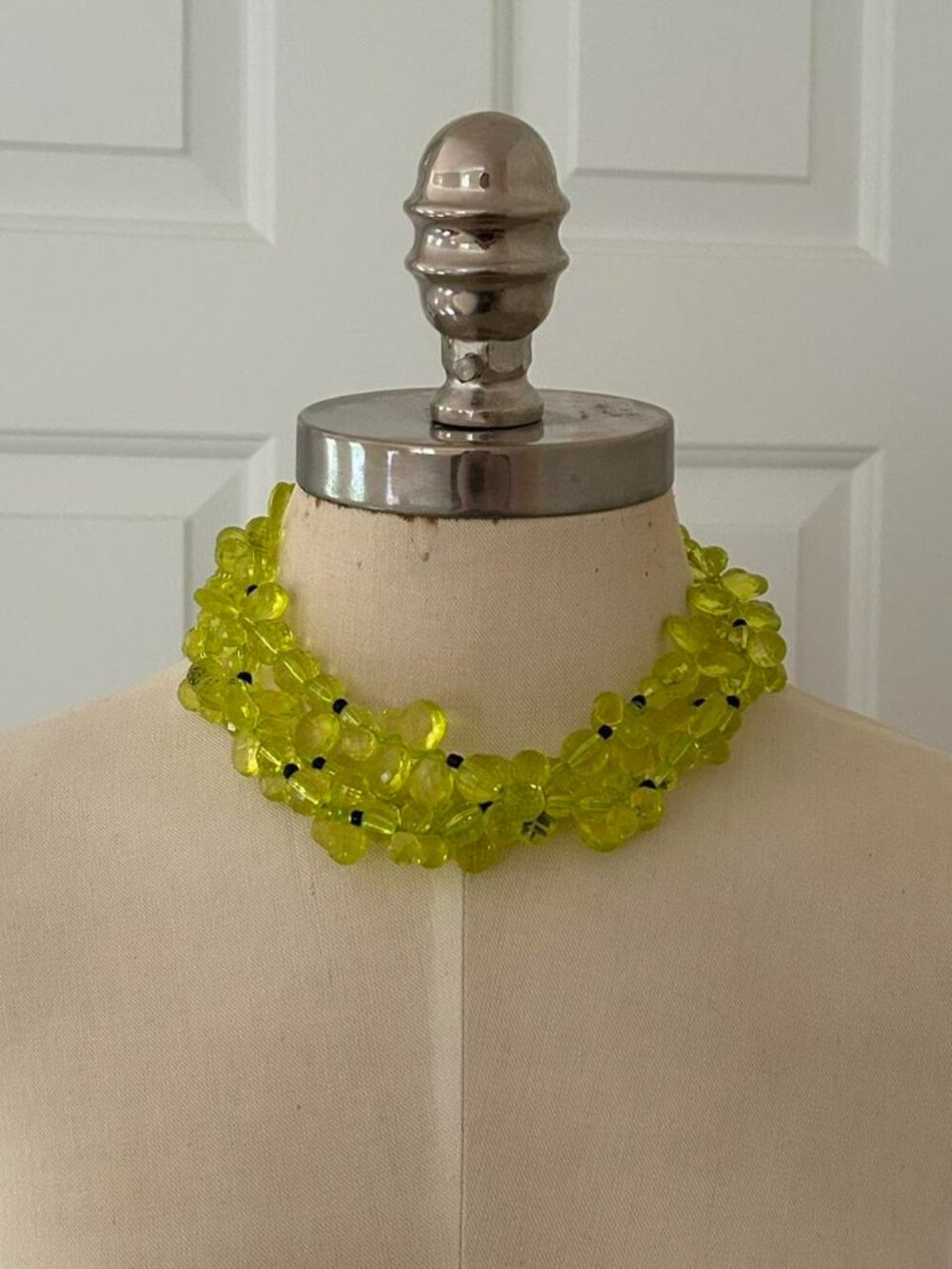 Yellow beaded choker with black accents #festival #raver #beadednecklace